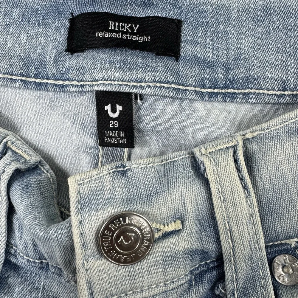True Religion Light‎ Blue Ricky Relaxed Straight Men's Jean Short Size 29
